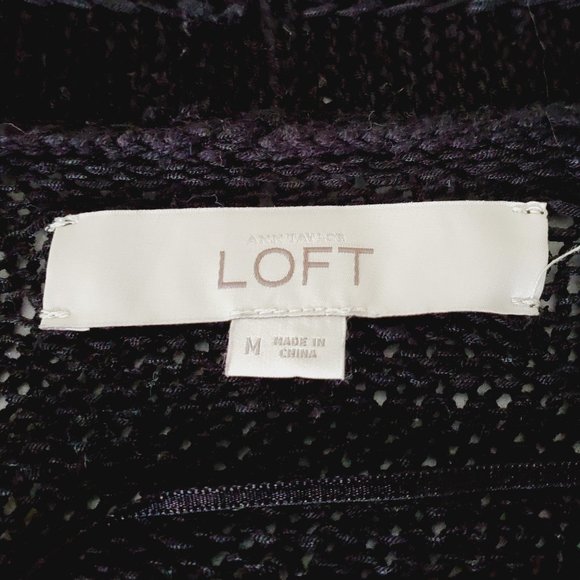 LOFT Cotton Open Knit Black Cardigan - Picture 6 of 9